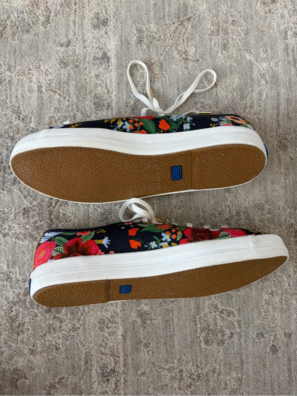 NWOB Keds By Rifle Paper Co Women's Size 9.5 Sneaker Navy Blue Floral Shoes Chic - Picture 5 of 9